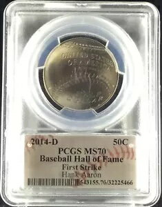 2014-D PCGS MS70 野球 HOF ハーフダラー オート ハンク アーロン FS