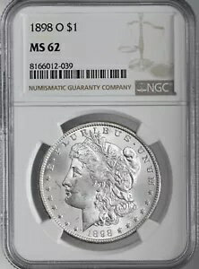 1898-O $1 モーガン シルバー ダラー ニューオーリンズ ミントステート NGC MS62 #8166012-039(3)