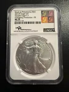 2021 P シルバー ヘラルディック イーグル T-1 NGC MS70 がフィラデルフィア造幣局で緊急襲撃される