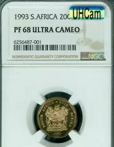 1993 南アフリカ 20 セント NGC PF68 MAC UHCam MAC スポットレス *