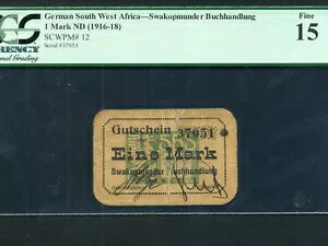 ドイツ領南西アフリカ(ナミビア): P-12,1 Mark ,1916-18 * PCGS F 15 *