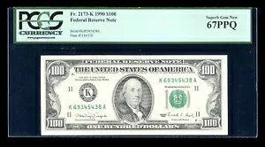 DBR 1990 $100 FRN 饹 ѡ  Fr. 2173-K PCGS 67 PPQ ꥢ K69345438A
