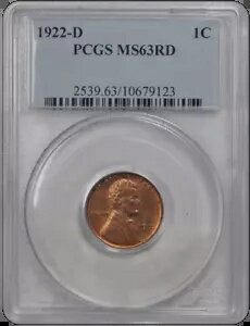 1922-D 1C 󥫡  -  1  С PCGS RD #3450-2 MS63