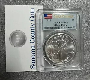 1990年 1ドル 1オンスSilver Eagle PCGS MS69