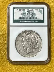 ~BINION HOARD~1922 D Peace S$1~NGC ホルダー~ミント、モブ、ベガス ゲームの歴史。`087