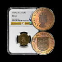 ジャージー。 1964 年、1/4 シリング - NGC PF64 - クイーン エリザベス 2 世、スリー ライオンズ ?? トーン(3)