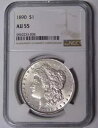 NGC AU55 1890-P モーガン シルバー ダラー フィラデルフィア造幣局 #5960233-004