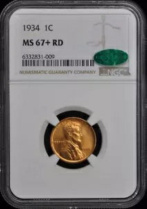 1934 ウィート リバース リンカーン セント 1C NGC MS67+RD (CAC)
