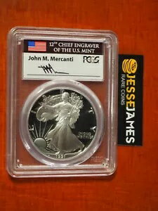 1991 S プルーフ シルバー イーグル PCGS PR70 DCAM ジョン メルカンティ 直筆サイン入りフラッグ ラベル(3)