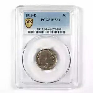1916 D インディアン ヘッド バッファロー ニッケル MS 64 PCGS 5c Unc SKU:I11387(3)