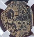 古代ビザンチン帝国コイン 1034-1050 AD NGC 認定 Christ Follis 本物