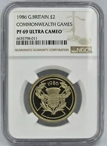 楽天WORLD RESOURCE【KING店】1986年 イギリス ポンド2ポンド コモンウェルスゲーム、エリザベス2世、NGC PF 69 UCA