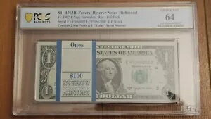 1963b $1 С 100 Ρ BEP եѥå PCGS 64 Ρ & 졼 ȥåץݥå