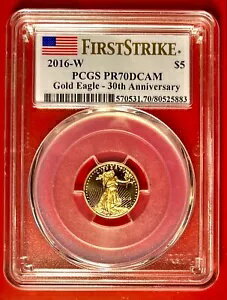 2016 $5 ゴールド イーグル PCGS PR70 30th - U.S. FLAG GAUDENS ファースト ストライク 22K # ITX