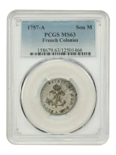 フランスの植民地: 1757-A Sou M PCGS MS63 - 植民地 - 既知の最高級品と同点