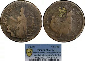 1670年代 RARITY-8 ST.パトリック・ファーシング マーティン 5a.1-Gh.4 PCGS VG DET ~ 3 人が判明!