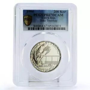 チェコ共和国 200 コルン ブルノの馬車電車 PR67 PCGS 銀貨 1994