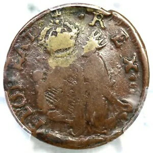 1670年代 M 4f.2-Gc.1 R-6+ PCGS VF 20 セント パトリック ファーシング コロニアル コイン 1/4p