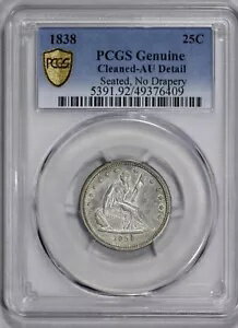 1838 シーテッド リバティ 25c PCGS AU 