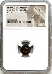 トラキア、メサンブリア - 紀元前 4 〜 2 世紀 - AE13 DICHALKON - NGC F - 送料無料!