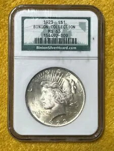 *BINION HOARD~1923 PEACE S$~NGC MS63~90% シルバー~米国造幣局、MOB、LV ゲームの歴史