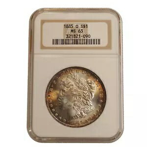 1885 **O** モーガン シルバー ダラー **NGC MS63 - 素敵な調色!** 送料無料! 641