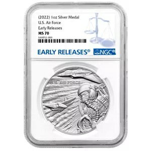 2022年 アメリカ空軍 1オンス シルバーメダル NGC MS70 ER ブルーラベル