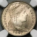 1947-B NGC MS 66 コロンビア 1 センタボ ボゴタ ミント ステート コイン POP 1/0 (23110701C)