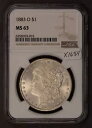 1883-O $1 モーガン シルバー ダラー - ルックス 64 クリーンチーク - NGC MS 63 - X1684