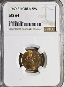 韓国 5 ウォン 1969 NGC MS 64(3)