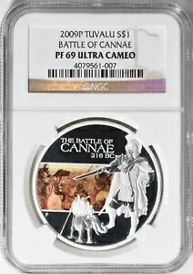 2009-P ツバル銀ドル カンナエの戦い NGC Proof-69 UC