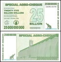 ジンバブエ 250 億ドル特別農業小切手、2008 年、P-62z、UNC、代替品