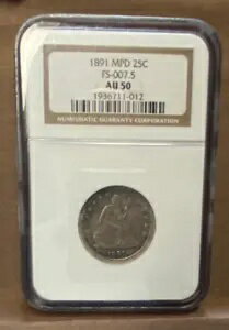 1891 シーテッド リバティ 25? NGC AU50 M