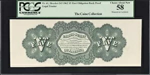 61 1862 $5 ˡ̲߻ʾ PCGS ̲  58 Хå ץ롼դˤĤ