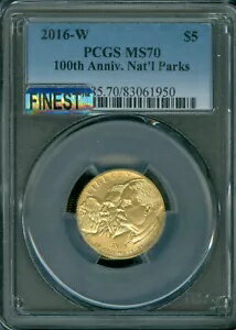 2016 W 国立公園 $5 ゴールド PCGS MS70 MAC 最高級登録 MAC スポットレス *