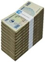 ジンバブエ 5000 ドル無記名小切手、2007 年、P-45、中古 X 1000 個レンガ