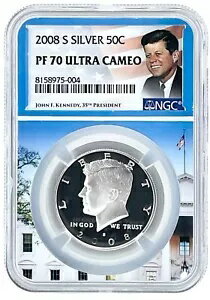 2008 S ケネディ シルバー ハーフダラー NGC PF70 ウルトラ カメオ ホワイト ハウス ピクチャー コア