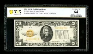 DBR 1928 $20 ゴールド証明書 Fr. 2402 PCGS