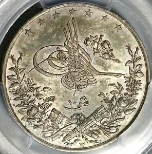 1890 PCGS MS 63 エジプト オスマン 10 キルシュ 1293/15W シルバー コイン POP 2/0 (22050101C)