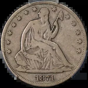 1871-CC 着席ハーフダラー PCGS F12 キー