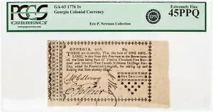 神父様GA-63、1776 ジョージア植民地通貨、1 シリング、PCGS 45PPQ
