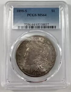 1898-S モーガン シルバー ドル PCGS MS 64 新鮮なオリジナルの表面はより美しく見えます