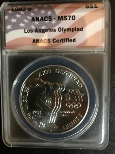 1983-S オリンピック円盤投げ 1 ドル ANACS MS70 シルバー ダラー - 信じられないほど珍しい!!