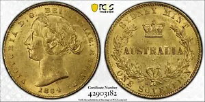 オーストラリア 1864 シドニー造幣局ゴールド ソブリン コイン PCGS AU58
