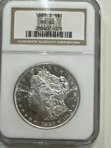 1880 - S US モルガン シルバー ダラー $1 - NGC MS63 - 写真のコイン