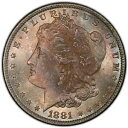 1881-O モーガン シルバー ダラー PCGS MS65 - 美しいゴールド、マゼンタ、オレンジの色合い(3)