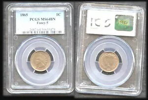 1865 1C-PCGS MS64BN-ե󥷡 5-ǥ إå //