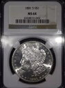 1881-S モーガン シルバー ダラー "NGC MS64" *1 アイテム目以降は無料 S/H*