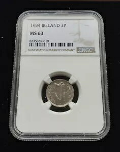 アイルランド 1934 |アイルランド人 3p | 3ペンス |うさぎ | KM.4 | MS63