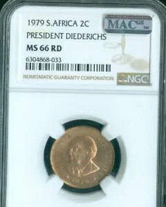 1979 南アフリカ ディーデリヒス 2 セント NGC MS-66 レッド MAC 品質??(3)